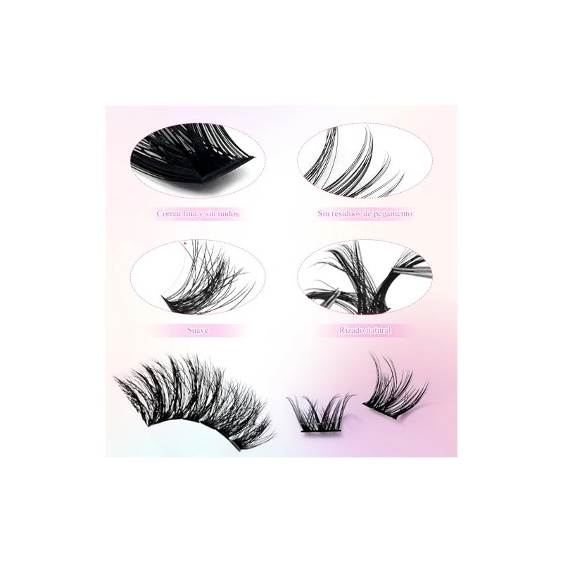 NUHEXRY - Pestañas Postizas Kit Completo, Manga Lashes Con Unión