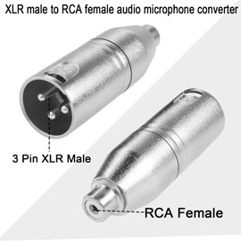 QIANRENON XLR Stecker auf RCA Buchse Audio Konverter Adapter 3Pin XLR auf RCA Unsymmetrischer Mikrofon Anschluss XLR auf RCA Konvertierung Stecker, für Mikrofon Verstärker Lautsprecher