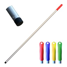 Colour Coded Mop and Broom Handle Replacement - 120cm Long Aluminium Interchangeable Handle With Screw End, Fits Most Heads (Red)