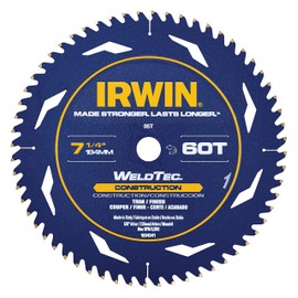 Irwin Tools 1934342 60-Tooth WeldTec Corded Circular Trim/Finish Saw Blade, 7-1/4"