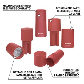 Microplane Macina Spezie 2in1 - Rosa antico | Macina Spezie Manuale con Lama in Acciaio Inox Ultra Affilata Grattugia Noce Moscata, Cannella, Fave di Tonka, Pepe Lungo, Noci