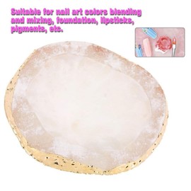 Polish Mix Palette, Resin Nail Art Palette Paint Drawing Color Dish Golden Edge Resin Stone Paint Drawing Color Dish Manicure Nail DIY Tool(White)