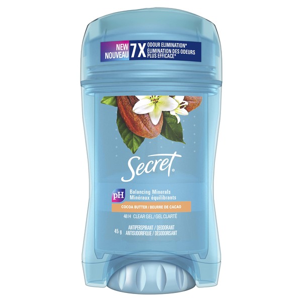 Secret Clear Gel Antiperspirant and Deodorant, Cocoa Butter Scent, 45 grams