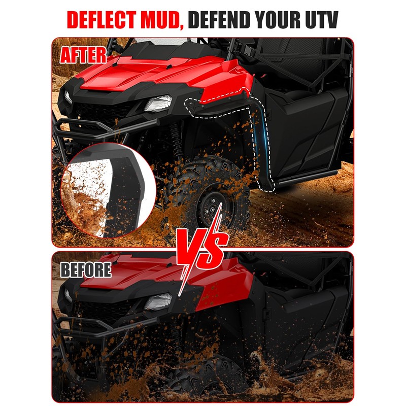 Front Fender Flares for Honda Pioneer 700-2 700-4 14-21, Combined