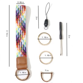 Elastic Keychain Wristlet with Detachable Wrist Lanyard, Cute Bag Charms for Handbags, ID Badge Holder for Women, Teacher Lanyard & Purse Accessories(Purple)