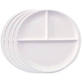 Sizikato Set of 4 White Porcelain Dinner Plate, 10-Inch Divided Plate Lunch Plate