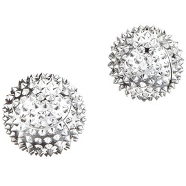 CHI-ENTERPRISE - Two magnetic massage balls - small | fascia balls for self-therapeutic acupressure treatment | contents: 2 hedgehog balls in silver, each 32 mm diameter and 228 acupressure needles