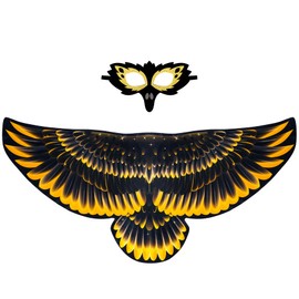 Creatoy Bird-Wings-Costume for Kids with Bird Masks, Eagle-Wings Boys Hawk Costume Toddler Parrot Owl Raven Dress Up Bird Birthday Party Favors Toys Gifts