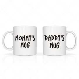 PRINT SUPREMACY Daddy's mug and mommy's mug set,11 ounce white ceramic mug, couples mug set for mom and dad, present set for mother father presents from family