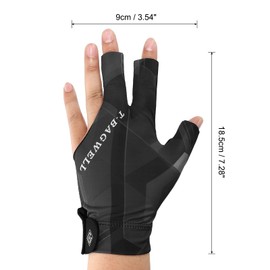 PATIKIL 3 Finger Pool Glove Left Hand, Billiard Gloves for Shooter Carom Pool Snooker Cue Sport, Black Grey