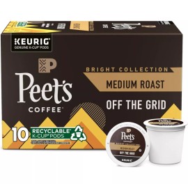 Peet's Coffee, Medium Roast, Off the Grid 10 K-Cup Coffee Pods Box New