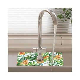 Alfombrilla de llave de fregadero con estampado para cocina, superabsorbente, almohadilla de drenaje antideslizante para encimera de cocina o baño, 15 x 5.5 pulgadas