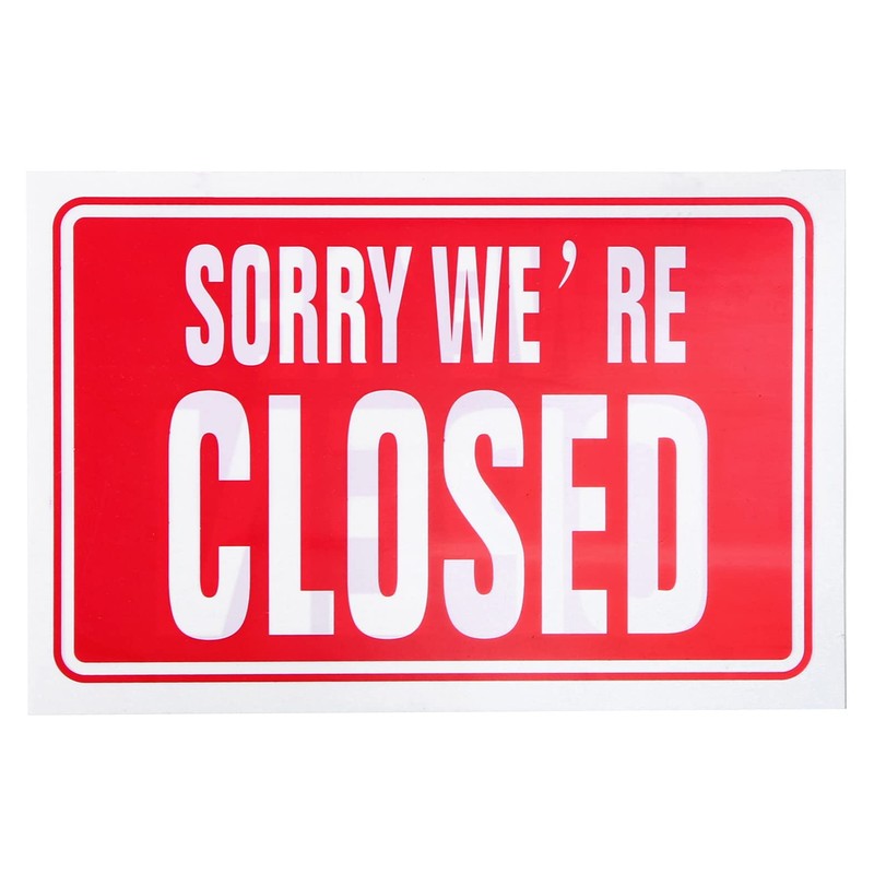 Open Closed Sign Reversible High Contrast Red Shop Double Sided