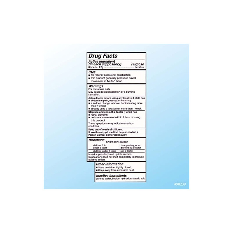 Quality Choice Pediatric Glycerin Suppositories Laxative Relief 25 Ct Each