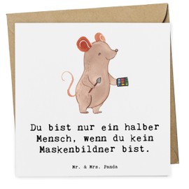 Mr. & Mrs. Panda Deluxe Karte Maskenbildner Herz - Geschenk, Make Up Artist, Ausbildung, wellness, Eröffnung, Danke, Hochwertige Grußkarte,