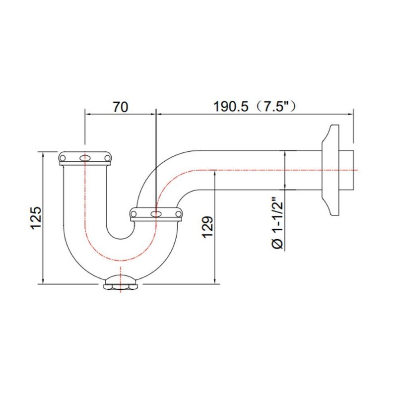 ZM Brass P-Trap Pipe with Clean Out Basin Sink Waste
