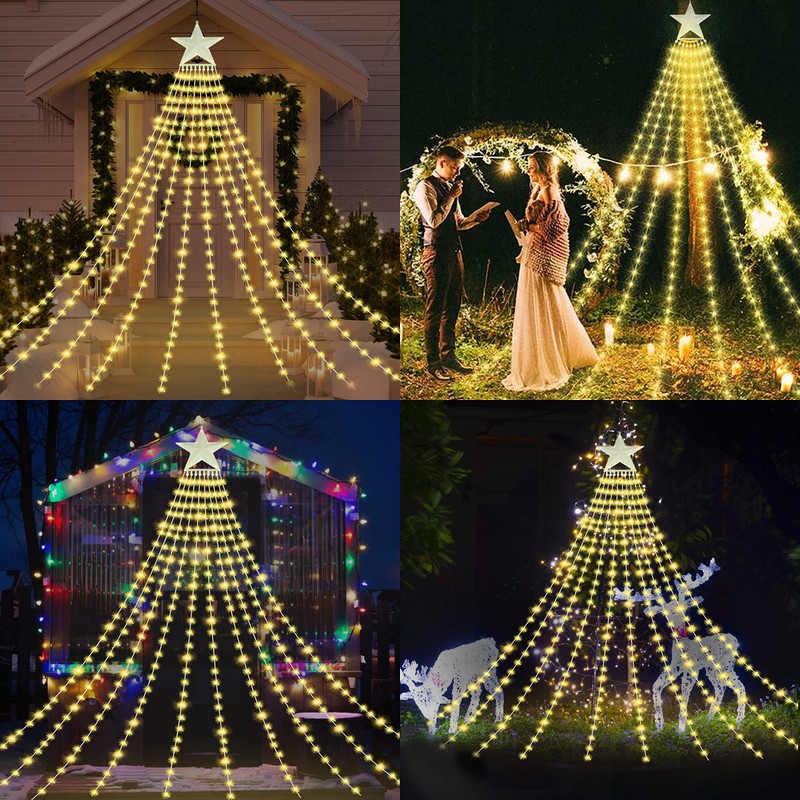 Christmas Lights Outdoor - 370LED 11.5FT 10 Strand Christmas Decorations