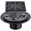 RANDOM 4 Inch Black Shower Drain Square with Adjustable PVC