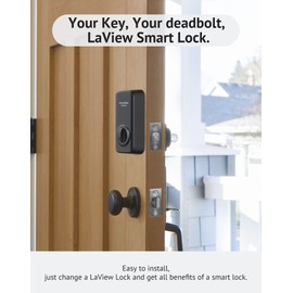 LaView Bluetooth Enabled Door Lock, Wireless & Keyless Entry Smart Door Lock, Alexa and Google Assistant-Enabled Smart Lock, Auto-Lock, Unlock Tracking, LaView App Control, Fits on Most Deadbolts