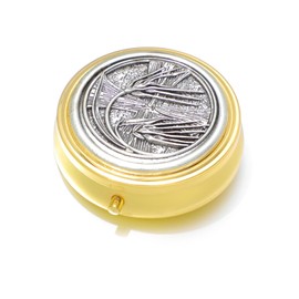 KOMI Wheat Cross Pyx Box for Communion Host Catholic, Baptism Keepsake Box, First Communion Gifts