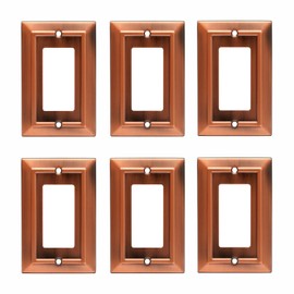 Dyekou Metal Wall Plate for Electrical Outlets, Decorative Antique Copper Switch Plates Outlet Cover, Light Switch Cover Plate, 1-Gang Wall Plates (Single Decoretor, 6 Pack)