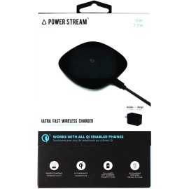 Ultra LBT Power Stream Ultra-Fast 15W Wireless Charger Pad w/ Charger – Black - RETAIL