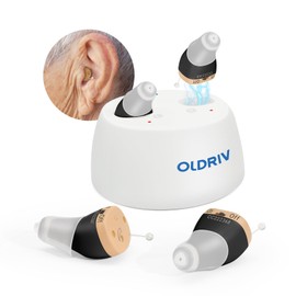 Oldriv Rechargeable Hearing Aids for Adults Seniors, 1 Pair Completely-in-Canal (CIC) Hearing Aids for Adults Seniors Rechargeable OTC Hearing Aids Black