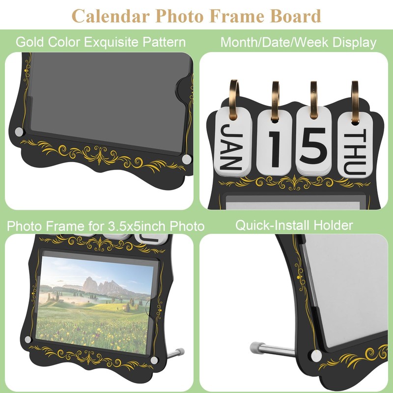 Beautyflier Desk Calendars with Picture Frame, Month Date Desktop Calendar,