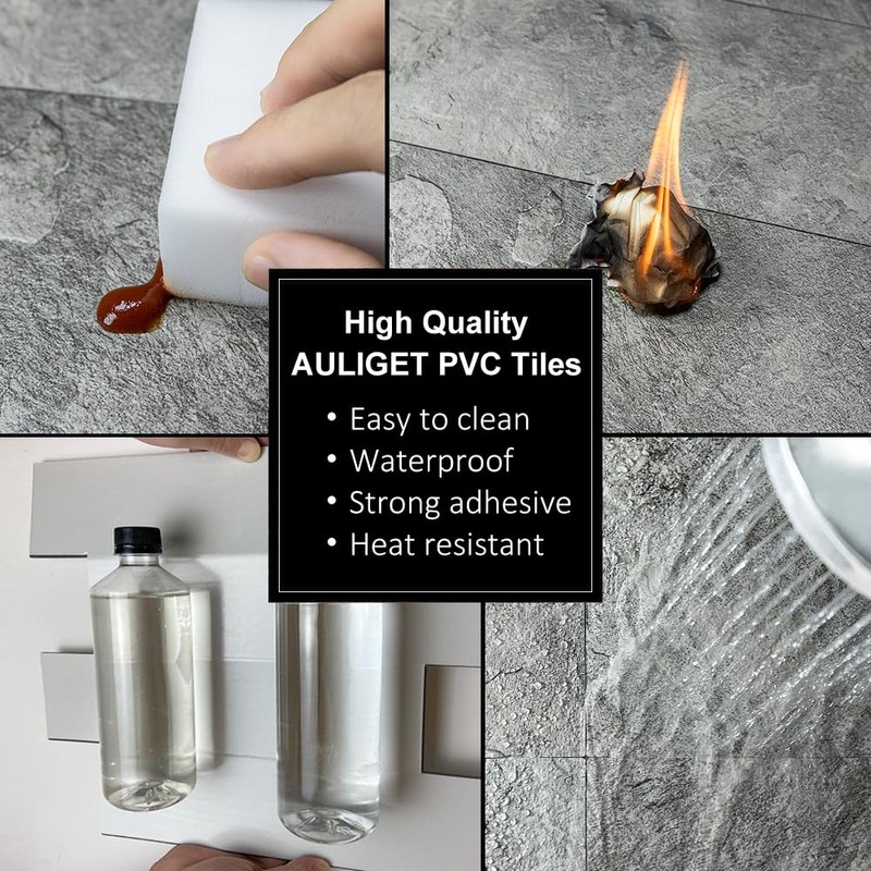 AULIGET 20-Piece Dark Slate Peel and Stick Backsplash Wall Tiles,