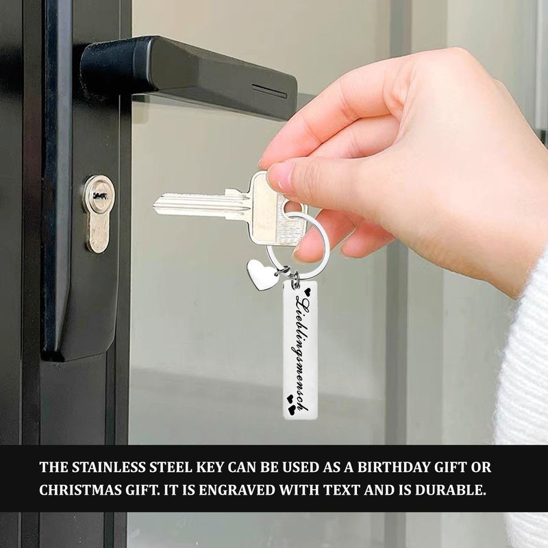 VEHYEGOI 2 Pieces Of Creative Keychains, Stainless Steel Rectangular Keychains,