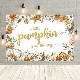 APROPHIC Pumpkin Baby Shower Backdrop A Little Pumpkin is on The Way Banner Fall Thanksgiving Baby Shower Party Decorations Background Photo Booth Studio 7x5ft