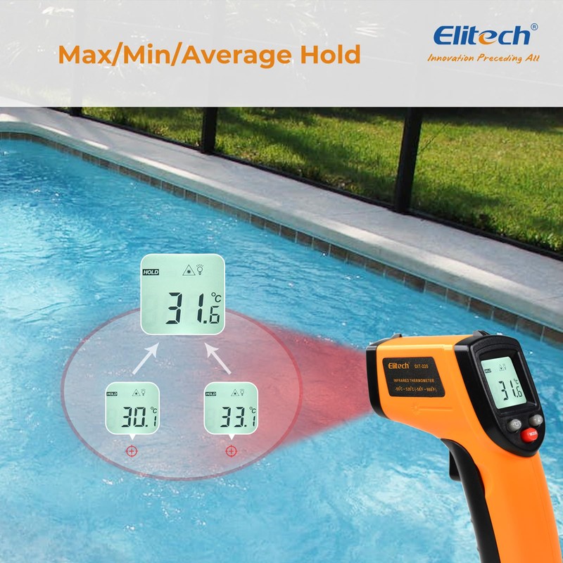 Elitech DIT-220 Infrared Thermometer, High-Precision, Non-Contact Temperature Gun with Laser