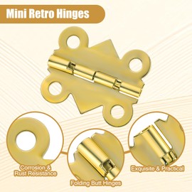 15 PCS Mini Retroantique Folding Decorative Cabinet Hinges for Crafts, Tiny Jewelry Box Hinges Small Vintage Metal Butterfly Door Hinge with Screws for Wooden Jewelry Gift Box Crafts Cabinets