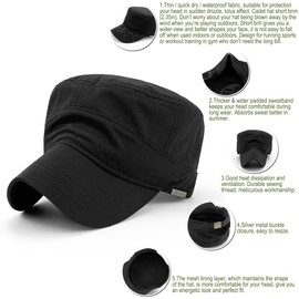 Rayna Fashion mens Quick Dry Cadet Army Waterproof Military Flat Top Baseball Dad Sun Outdoor Sports Cap, A-black, X-Large