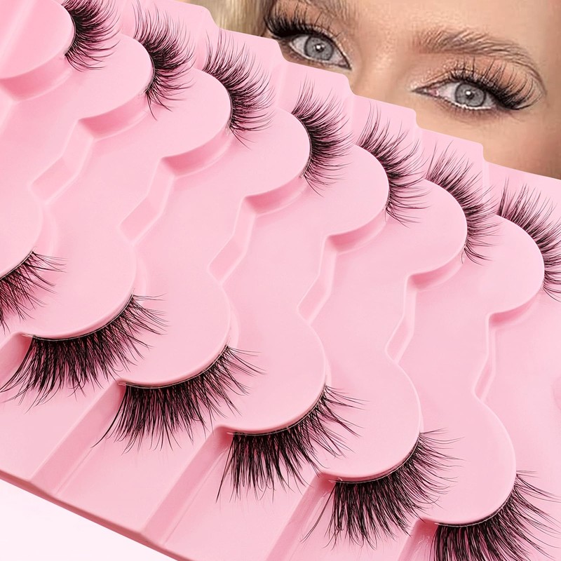 7P-CZ-A02 Clear Band Half Eyelashes, Cat Eye, 15 mm Short
