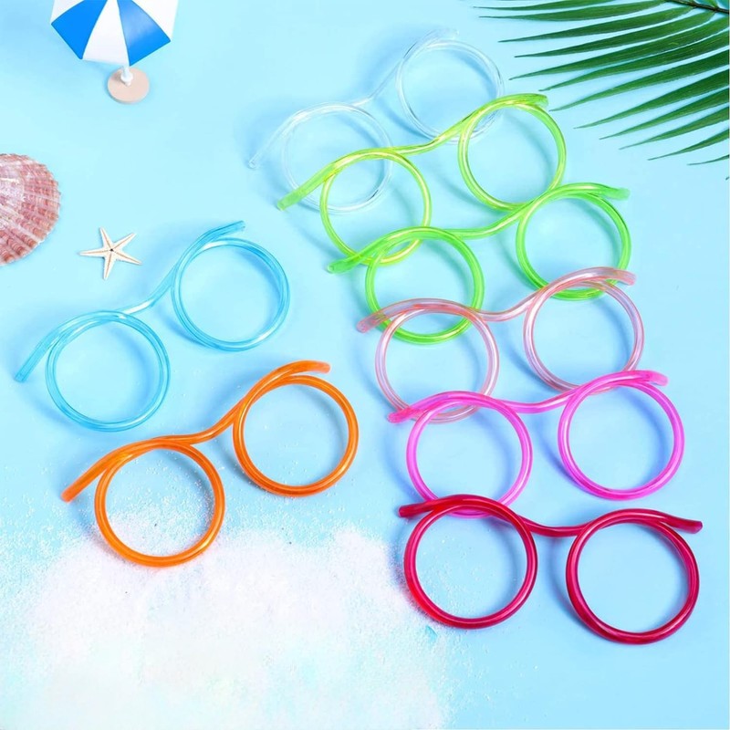 Plastic Straws, Novelty Glasses Straws, Plastic Straws, Party Gadgets, 12