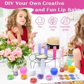 WhizToys DIY Lip Balm Making Kit Teen Girl Gifts Trendy Stuff Make Your Own Lip Gloss Set with Natural Beeswax, Shea Butter,Sweet Almond Oil,24 PCS Lip Blam Containers