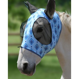 Harrison Howard Super Comfort Stretchy Fly Mask Large Eye Space with UV Protection Soft on Skin with Breathability Nature Aztec Cob (Medium)