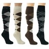 6 PAIR MENS LONG HOSE COTTON RICH ARGYLE GOLFING SPORT