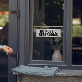 No Public Restrooms Sign Aluminum Silver 9 x 3 Inches Self-Adhesive Waterproof Metal Door Wall Sign for Business Offices 4 Pack