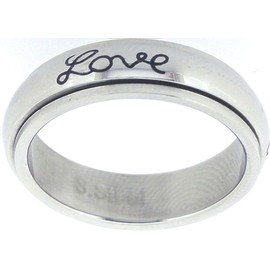 Solid Rock Jewelry STAINLESS STEEL "Faith, Hope, Love" CHRISTIAN BIBLE VERSE SPIN RING STYLE 321-SIZE 11