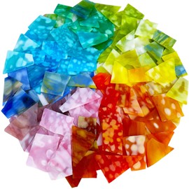 LITMIND 2.2LB Irregular Stained Glass Scraps – Mottled Opal Rainbow Mix, Colorful Mosaic Pieces for Crafts, DIY Projects & Home Décor
