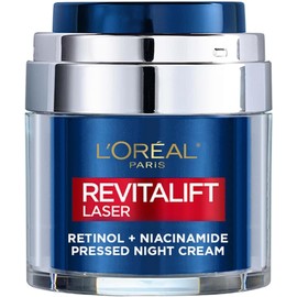 L’Oréal Paris Revitalift Laser Pressed Night Cream, Target Deep Wrinkles, Anti-Ageing, Moisturising, Target Age Spots, Retinol and Niacinamide, 50ml