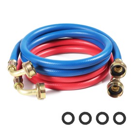 KEOKLE Rubber Washing Machine Hoses,6ft 90 Degree Elbow Washer Hoses,2pack 3/4" Universal Fit to Hot and Cold Connection Water Supply Lines
