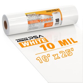 Crawl Space Vapor Barrier, 10mil Film, 10'x25', White Plastic Sheeting - Thick Plastic Sheeting, Heavy Duty Polyethylene Film, Drop Cloth Vapor Barrier Covering for Crawl Space, Garden, Basement