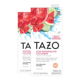 TAZO Iced Watermelon Cucumber Herbal Tea Concentrate, Caffeine-Free, 32 Fl Oz Caton (Pack of 2)