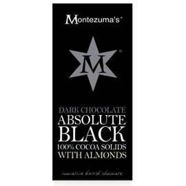 Montezuma's Absolute Black 100 Percent Cocoa with Almond Bar, 100 g, Pack of 6
