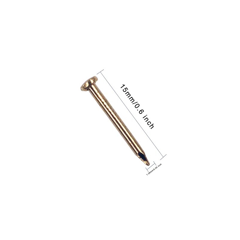 OMOTOOL Round Head Pins Nails (Pack of 300), Brass-Plated Nails