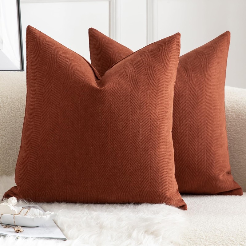 Mandioo Pack of 2 Chenille Cushion Covers Soft Comfortable Durable