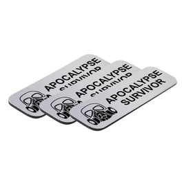 Signs ByLITA Apocalypse Survivor 1 x 3" Name Tag/Badge, (3 Pack) - Brushed Silver